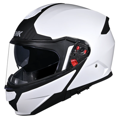 SMK Helmets - Gullwing Solid - Gloss White- Dual Visor Flip Up Helmet - GL100