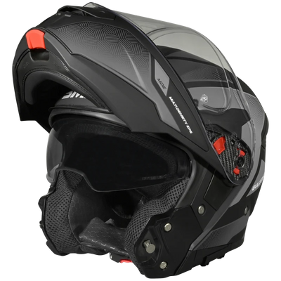 SMK Gullwing Sonic | GL266 gloss black flip up  Motorcycle Helmet, Flip-Up Dual Visor, ISI DOT ECE 22.06 Certified