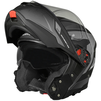 SMK Gullwing Sonic | GL266 gloss black flip up  Motorcycle Helmet, Flip-Up Dual Visor, ISI DOT ECE 22.06 Certified