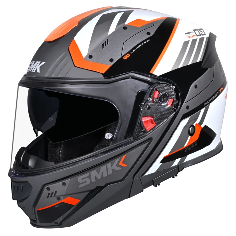 SMK Gullwing Tekker Black Orange White Gloss (GL217) Helmet