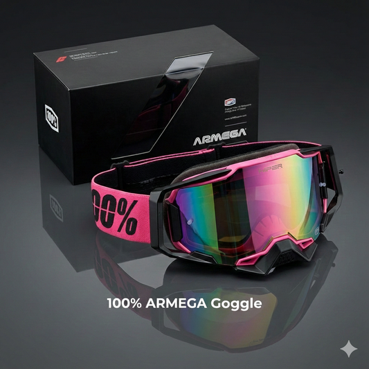 100 % AR MEGA Premium Protective Sport Goggles with Ultra HD Lens - BLACK PINK TINTED