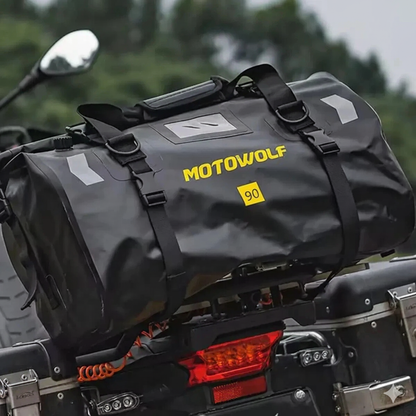 MOTOWOLF | Motorcycle Tail Bag - 90L Waterproof | MDL0717 | Duffel Bag for Touring Adventure, Camping, Cycling - BLACK