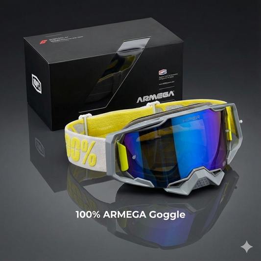 100 % AR MEGA Premium Protective Sport Goggles with Ultra HD Lens - GREY YELLOW BLUE TINTED