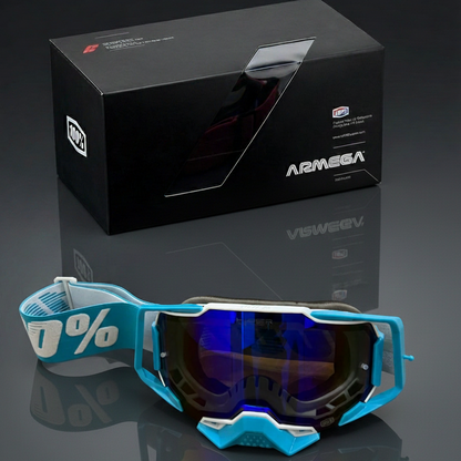 100 % AR MEGA Premium Protective Sport Goggles with Ultra HD Lens - BLUE WHITE TINTED