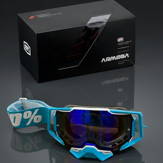 100 % AR MEGA Premium Protective Sport Goggles with Ultra HD Lens - BLUE WHITE TINTED
