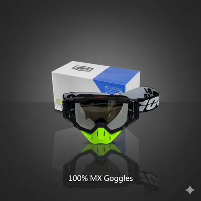 100% | Motocross & mountain biking Goggles |Black with neon nose tinted- 1 YEAR WARRANTY