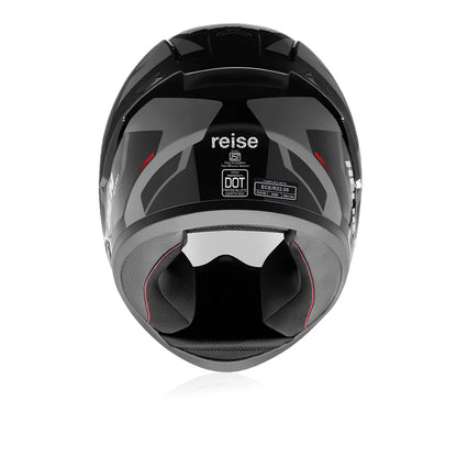 Reise Helden Full Face Riding Helmet | ISI/DOT/ECE Certified | European Design | Bluetooth Ready | Polycarbonate Shell - Grey / Black Gloss