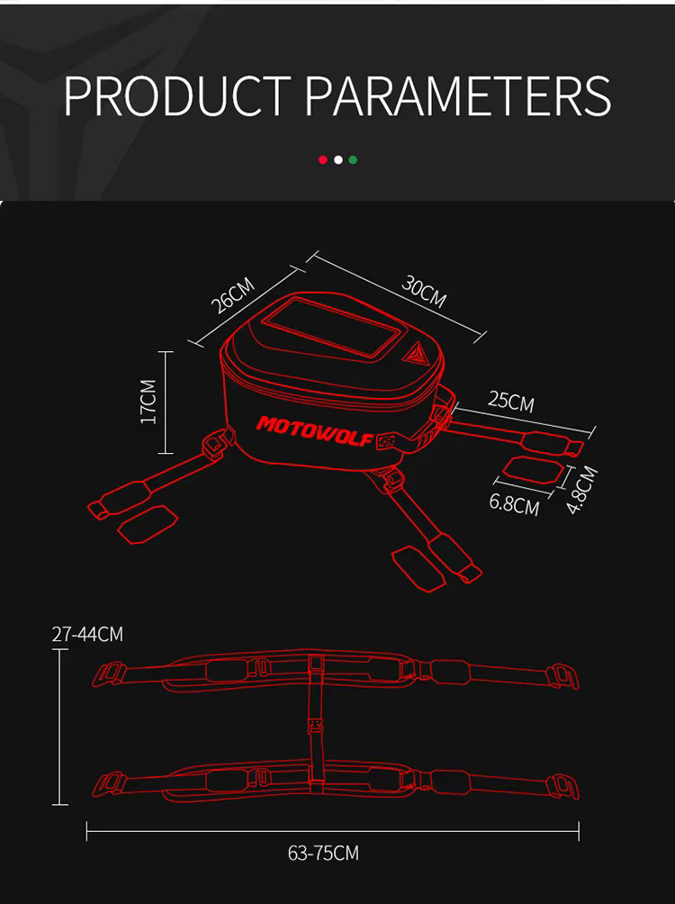 MOTOWOLF Motorcycle Fuel tank Bag MDL0702 | Waterproof | Antislip | For All Motorcycles  - BLACK