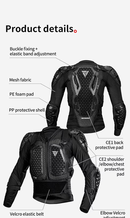 Motowolf Waterproof Mesh Body Protector | CE Certified | Four Season | PG1 | Motorcycle Jackets | Anti Fall | Off-road Riding Body Armor - BLACK