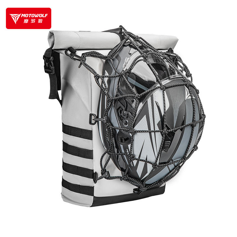 MOTOWOLF MB3 ADV EDITION | 30 litres | Portable nets | Expandable | Waterproof Riding Backpack with Net Bag Hydration Drinking Straw Water Storage Bag - BLACK