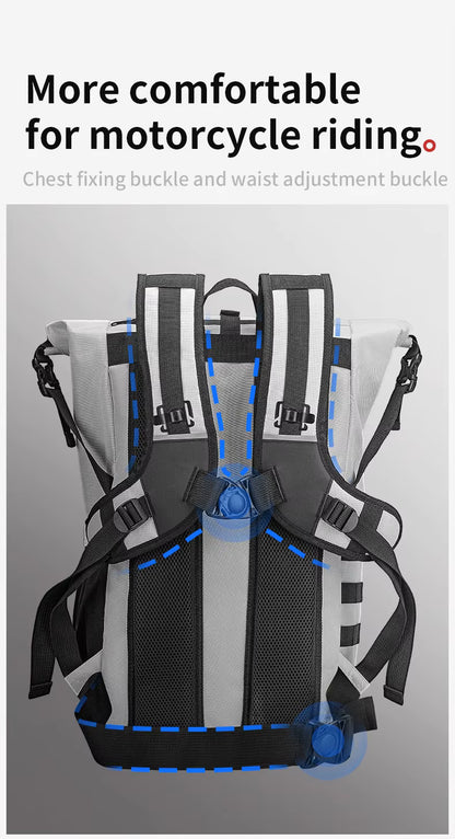 MOTOWOLF MB3 ADV EDITION | 30 litres | Portable nets | Expandable | Waterproof Riding Backpack with Net Bag Hydration Drinking Straw Water Storage Bag - Light green