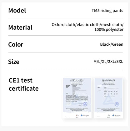 MOTOWOLF TM5 Motorcycle Riding Pants for Men | CE Level 1 Armoured Riding Pants with Knee & Hip Protectors | Breathable Mesh Touring Pants | Black
