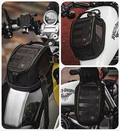 Motowolf MB11 Retro Magnetic Motorcycle Tank Bag 3L–5L | Expandable Vintage Tank Bag with Waterproof Cover & Strong Magnets