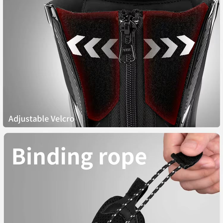 MOTOWOLF BO1 Racing Motorcycle Riding Boots for Unisex | Reinforced Protection, Anti-Slip Sole, All-Weather Riding Boots - BLACK RED