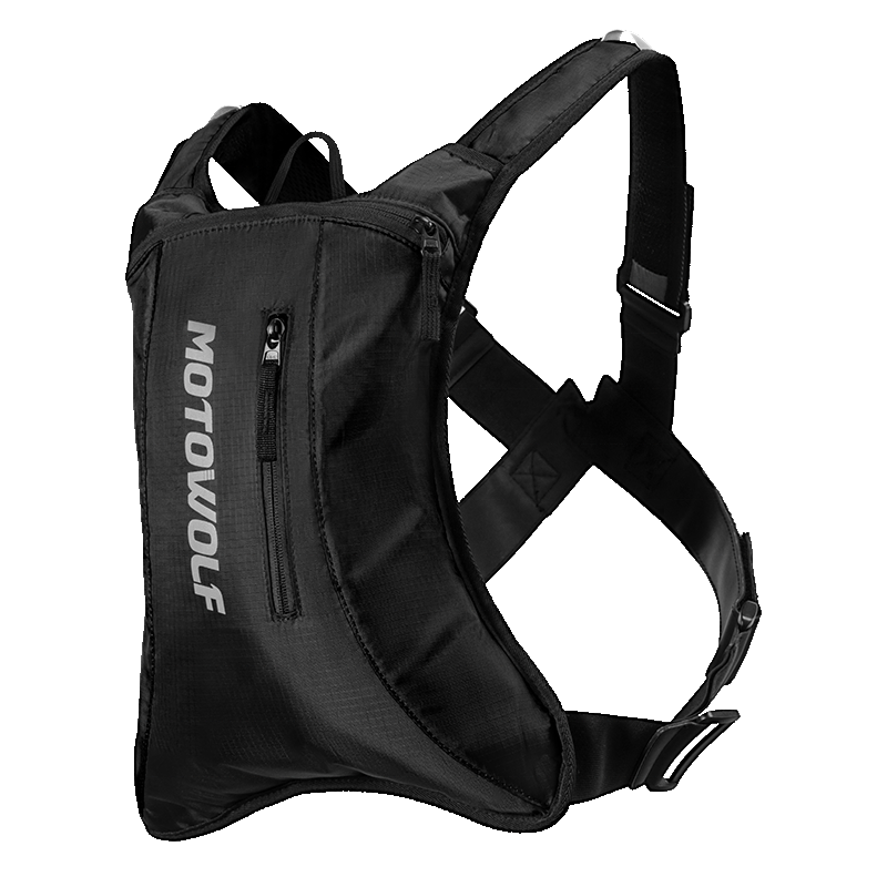 MOTOWOLF MB7 Hydration Backpack( 6l capacity ) with ( 2 ltrs ) bladder | Waterproof | Ideal for motorcycle riders | 2025 Edition - BLACK