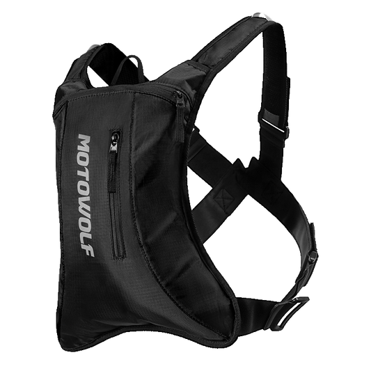 MOTOWOLF MB7 Hydration Backpack( 6l capacity ) with ( 2 ltrs ) bladder | Waterproof | Ideal for motorcycle riders | 2025 Edition - BLACK