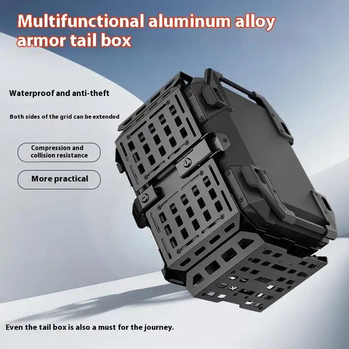 TAANC Nomad Forge Folding Top Box – Stealth Black | 45L Aluminium Adventure WP Motorcycle Storage Box