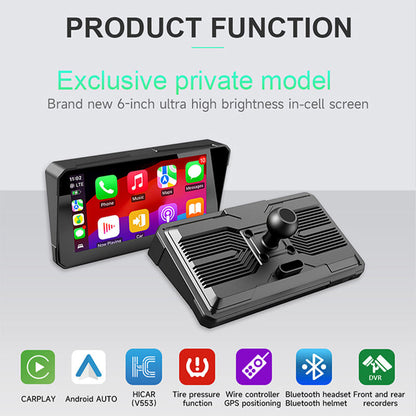 Boltt Pro Quick Release | 6-Inch | Motorcycle CarPlay & Android Auto Screen with TPMS & Voice Control | Wireless Apple CarPlay, Bluetooth, IP68 Waterproof | Universal Fit | M590 - 1 Year Warranty