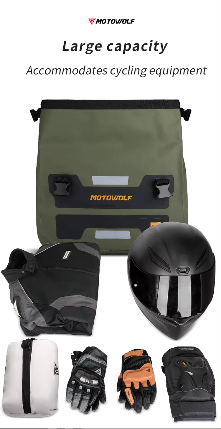 MOTOWOLF HYPERTOUR MDL0720 | 1 Pair | Waterproof Motorcycle Saddle Bags | 30 litres *2 side | Side Bags for Motorbike Travel - BLACK