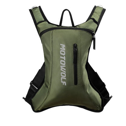 MOTOWOLF MB7 Hydration Backpack( 6l capacity ) with ( 2 ltrs ) bladder | Waterproof | Ideal for motorcycle riders | 2025 Edition - Army Green