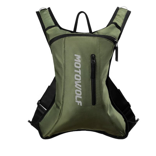 MOTOWOLF MB7 Hydration Backpack( 6l capacity ) with ( 2 ltrs ) bladder | Waterproof | Ideal for motorcycle riders | 2025 Edition - Army Green