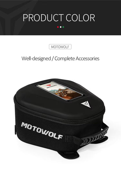MOTOWOLF Motorcycle Fuel tank Bag MDL0702 | Waterproof | Antislip | For All Motorcycles  - BLACK