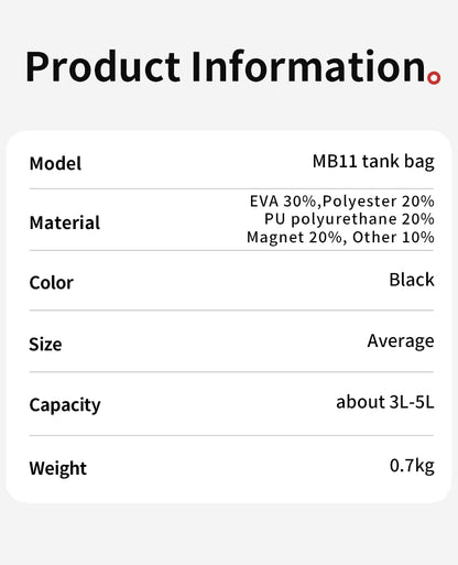 Motowolf MB11 Retro Magnetic Motorcycle Tank Bag 3L–5L | Expandable Vintage Tank Bag with Waterproof Cover & Strong Magnets