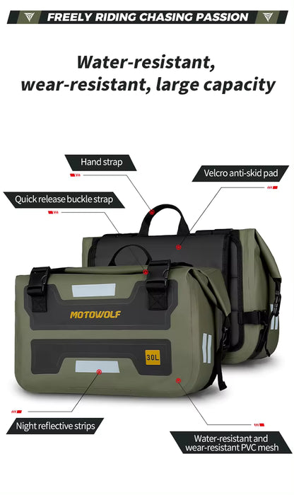 MOTOWOLF HYPERTOUR MDL0720 | 1 Pair | Waterproof Motorcycle Saddle Bags | 30 litres *2 side | Side Bags for Motorbike Travel - Yellow