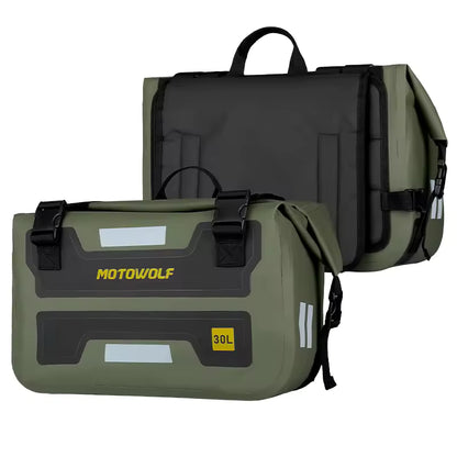 MOTOWOLF HYPERTOUR MDL0720 | 1 Pair | Waterproof Motorcycle Saddle Bags | 30 litres *2 side | Side Bags for Motorbike Travel - Military Green