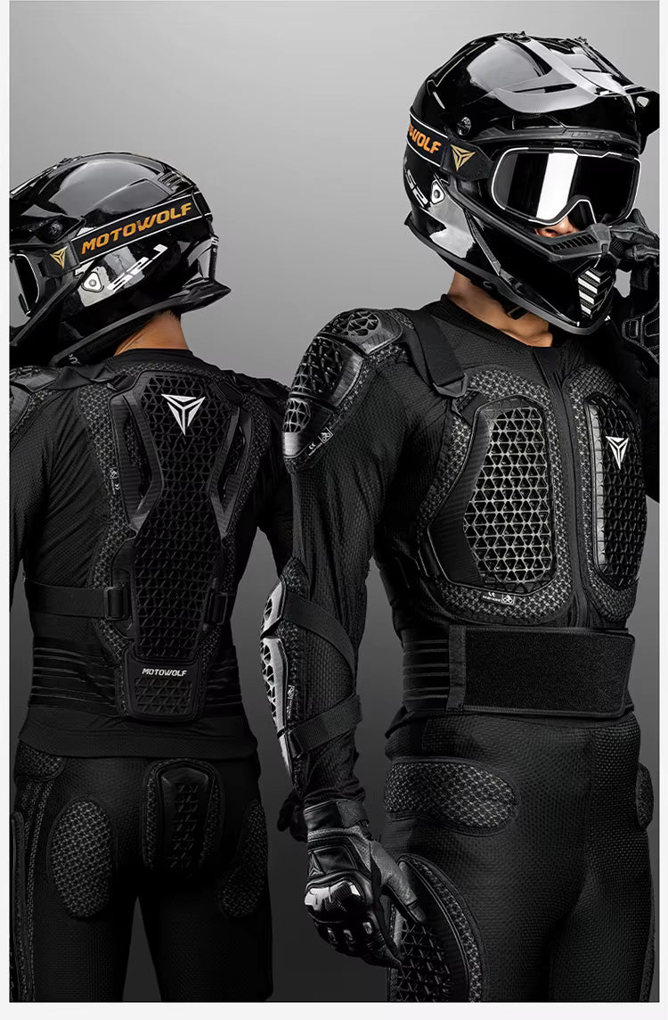 Motowolf Waterproof Mesh Body Protector | CE Certified | Four Season | PG1 | Motorcycle Jackets | Anti Fall | Off-road Riding Body Armor - BLACK