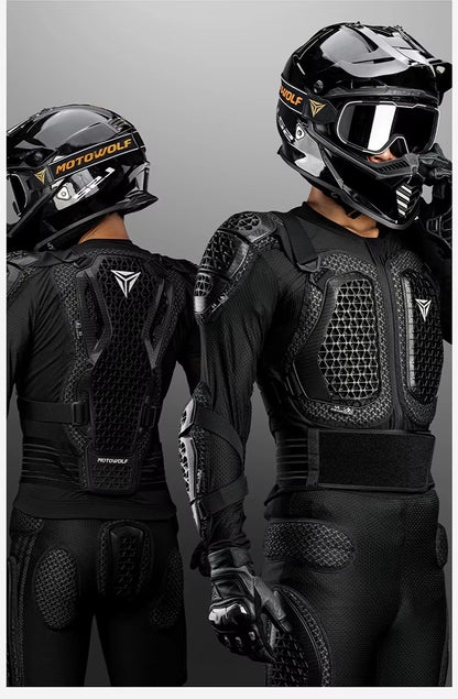 Motowolf Waterproof Mesh Body Protector | CE Certified | Four Season | PG1 | Motorcycle Jackets | Anti Fall | Off-road Riding Body Armor - BLACK