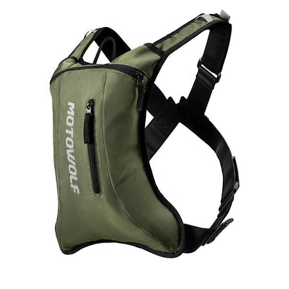 MOTOWOLF MB7 Hydration Backpack( 6l capacity ) with ( 2 ltrs ) bladder | Waterproof | Ideal for motorcycle riders | 2025 Edition - Army Green