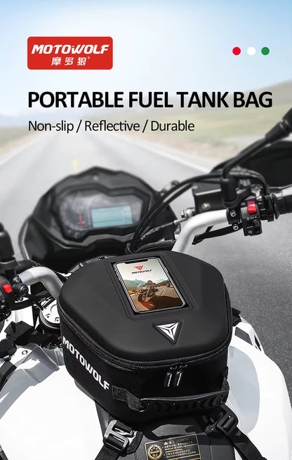 MOTOWOLF Motorcycle Fuel tank Bag MDL0702 | Waterproof | Antislip | For All Motorcycles  - BLACK