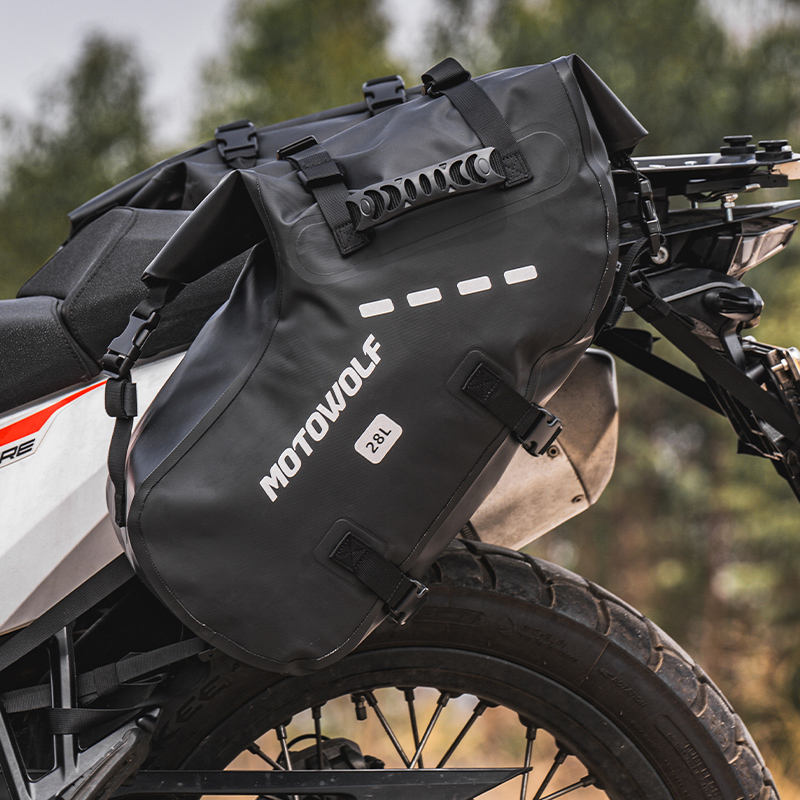 MOTOWOLF MB2 28L/48L Waterproof Pannier Bag / Saddle bag for Motorcycle Adventure High Quality Motorbike Saddle Drypack-Pair | BLACK - Universal