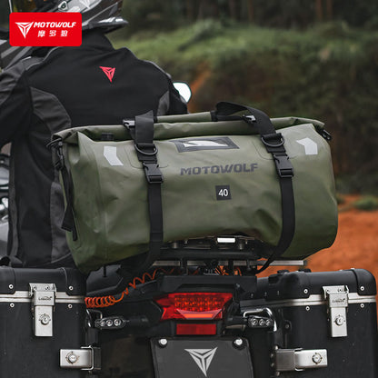 MOTOWOLF | Motorcycle Tail Bag - 40L Waterproof | Duffel Bag for Touring Adventure, Camping, Cycling - Green