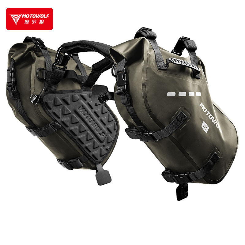 MOTOWOLF MB2 28L/48L Waterproof Pannier Bag / Saddle bag for Motorcycle Adventure High Quality Motorbike Saddle Drypack-Pair | OLIVE GREEN - Universal
