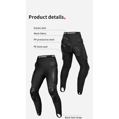 Motowolf Armor Riding Pants with Knee & Hip Armor | Motocross Armor | Suit Pants with Protective Gear | Four Season | PG1 | Anti Fall | Off-road Riding Armor | Bike Safety Pants for Touring & Street Riding- BLACK