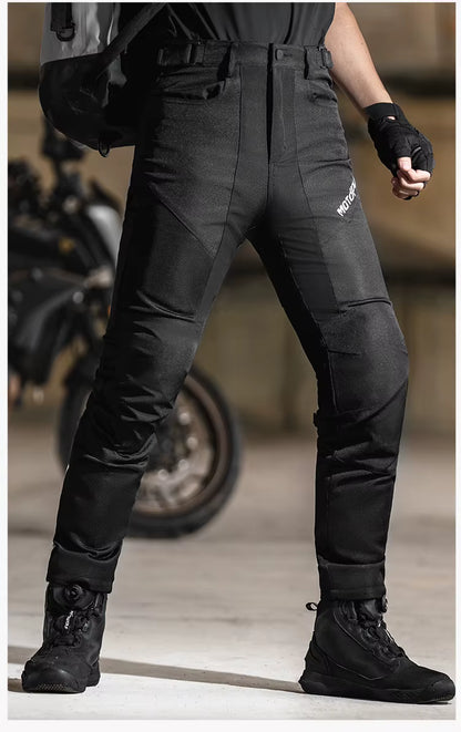 MOTOWOLF TM5 Motorcycle Riding Pants for Men | CE Level 1 Armoured Riding Pants with Knee & Hip Protectors | Breathable Mesh Touring Pants | Black