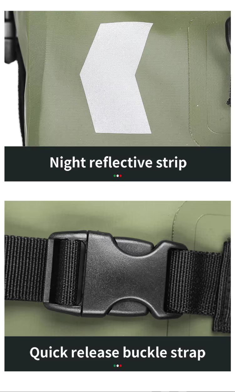 MOTOWOLF | Motorcycle Tail Bag - 40L Waterproof | Duffel Bag for Touring Adventure, Camping, Cycling - Green