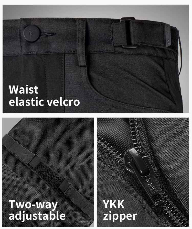 MOTOWOLF TM5 Motorcycle Riding Pants for Men | CE Level 1 Armoured Riding Pants with Knee & Hip Protectors | Breathable Mesh Touring Pants | Black