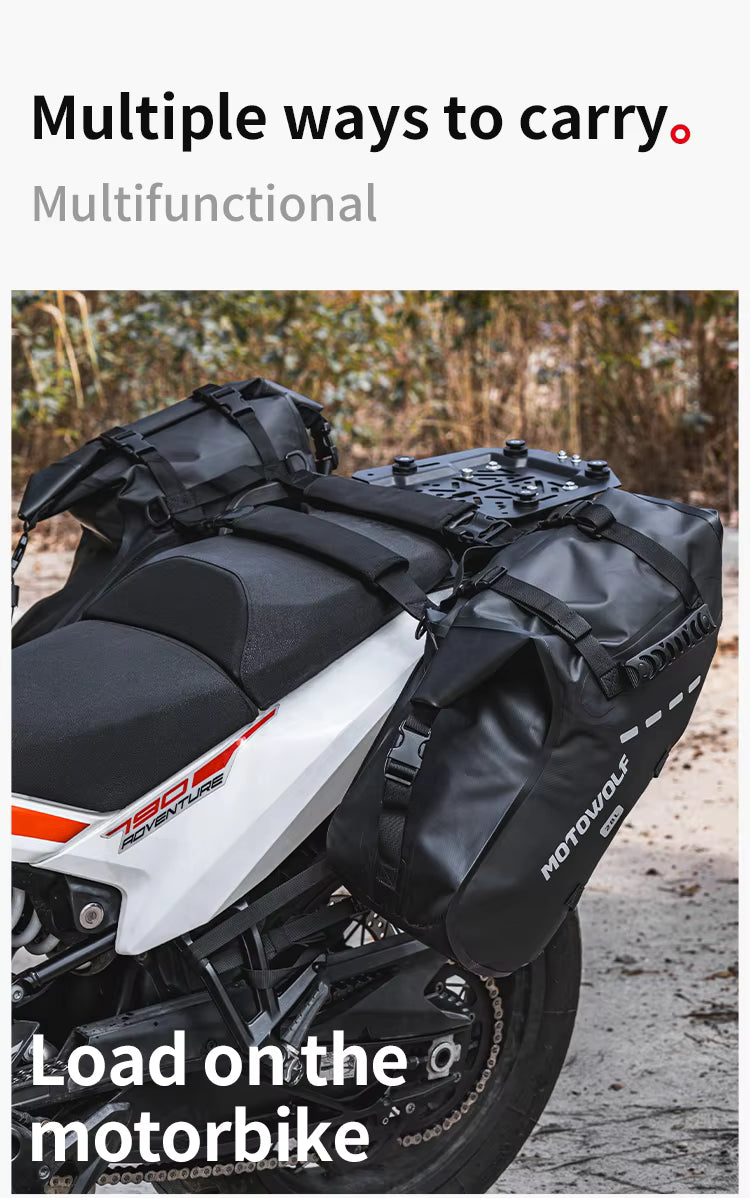 MOTOWOLF MB2 28L/48L Waterproof Pannier Bag / Saddle bag for Motorcycle Adventure High Quality Motorbike Saddle Drypack-Pair | OLIVE GREEN - Universal