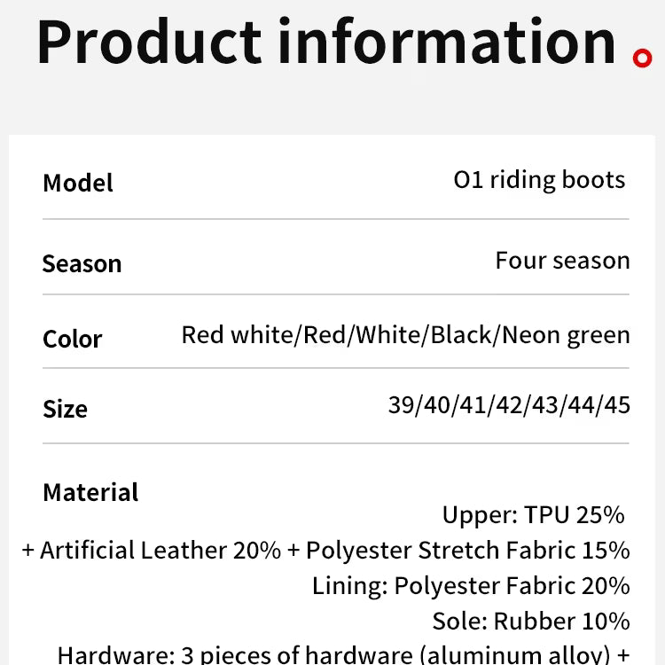 MOTOWOLF BO1 Racing Motorcycle Riding Boots for Unisex | Reinforced Protection, Anti-Slip Sole, All-Weather Riding Boots - BLACK RED