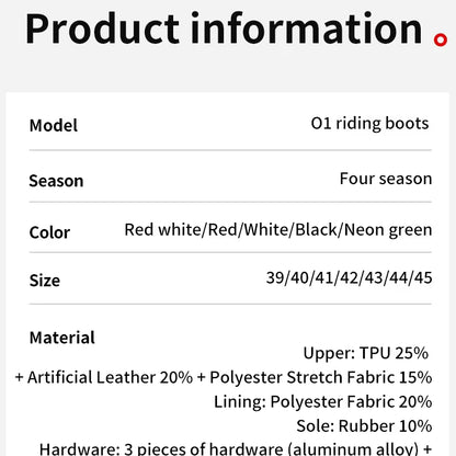 MOTOWOLF BO1 Racing Motorcycle Riding Boots for Unisex | Reinforced Protection, Anti-Slip Sole, All-Weather Riding Boots - BLACK RED