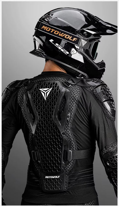 Motowolf Waterproof Mesh Body Protector | CE Certified | Four Season | PG1 | Motorcycle Jackets | Anti Fall | Off-road Riding Body Armor - BLACK