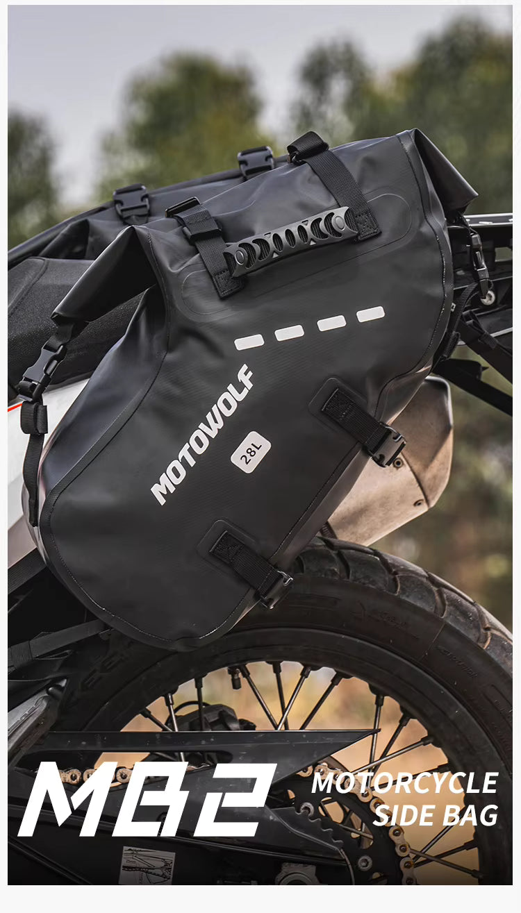 MOTOWOLF MB2 28L/48L Waterproof Pannier Bag / Saddle bag for Motorcycle Adventure High Quality Motorbike Saddle Drypack-Pair | OLIVE GREEN - Universal
