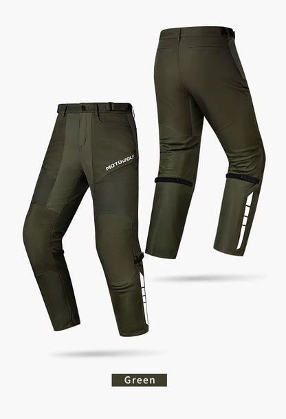 MOTOWOLF TM5 Motorcycle Riding Pants for Men | CE Level 1 Armoured Riding Pants with Knee & Hip Protectors | Breathable Mesh Touring Pants | Black