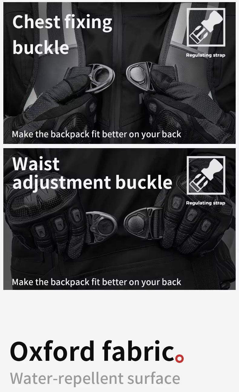 MOTOWOLF MB3 ADV EDITION | 30 litres | Portable nets | Expandable | Waterproof Riding Backpack with Net Bag Hydration Drinking Straw Water Storage Bag - Light green