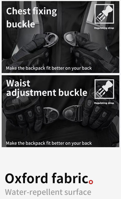 MOTOWOLF MB3 ADV EDITION | 30 litres | Portable nets | Expandable | Waterproof Riding Backpack with Net Bag Hydration Drinking Straw Water Storage Bag - Light green