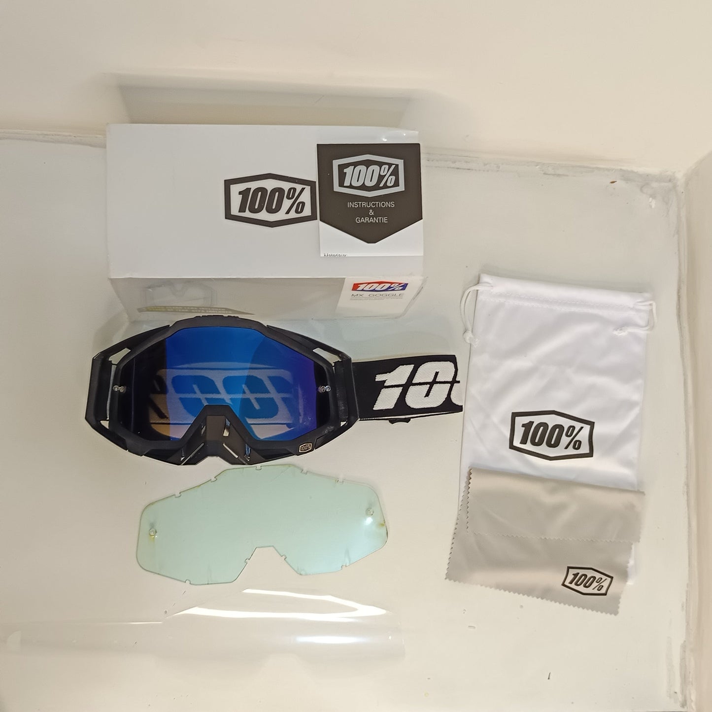 100% | Motocross & mountain biking Goggles|  C7 Black blue tint - 1 YEAR WARRANTY