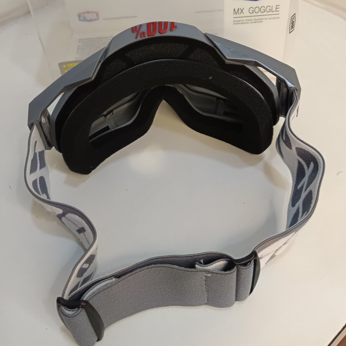100% motocross goggle grey with blue tinted - 1 YEAR WARRANTY